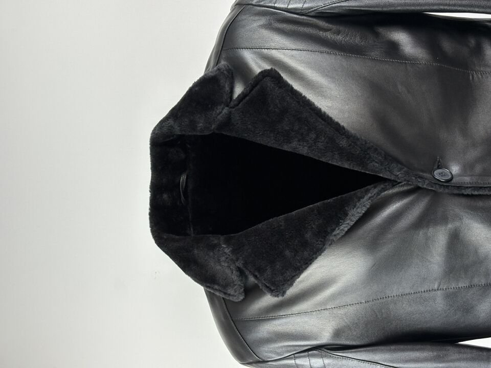 Çakır Hakiki Deri Siyah Kürklü Kaban