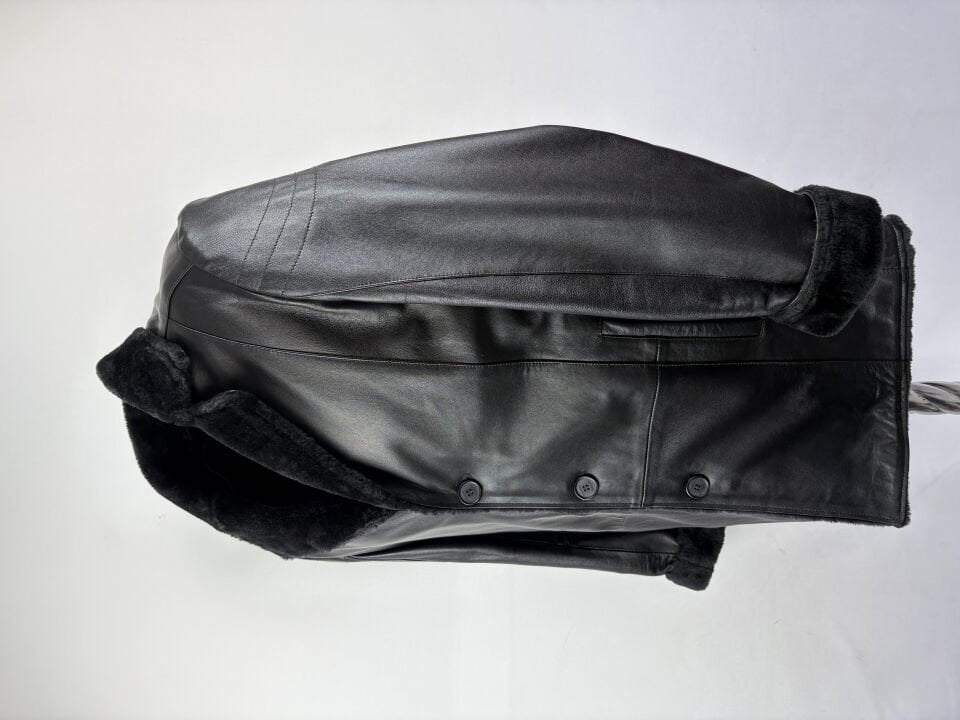 Çakır Hakiki Deri Siyah Kürklü Kaban